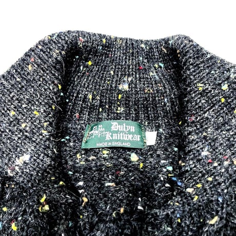 DULYN KNITWEAR デュリンニットウェア ネップ ボタン カーディガン セーター ニット ブラックミックス aran lapel cardigan