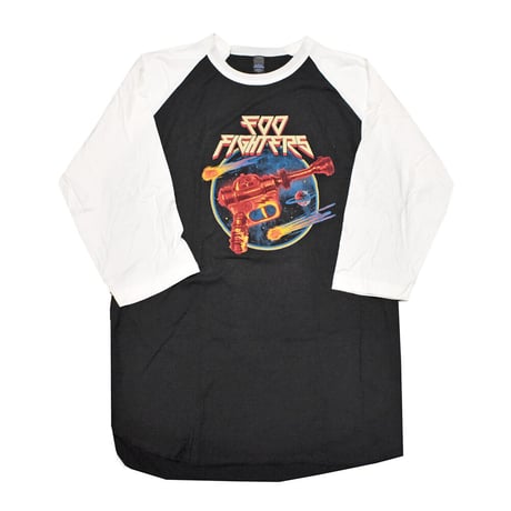 FOO FIGHTERS フーファイターズ 7分袖 ラグラン Tシャツ バンドTシャツ ブラック/ホワイト RAY GUN RAGLAN TEE