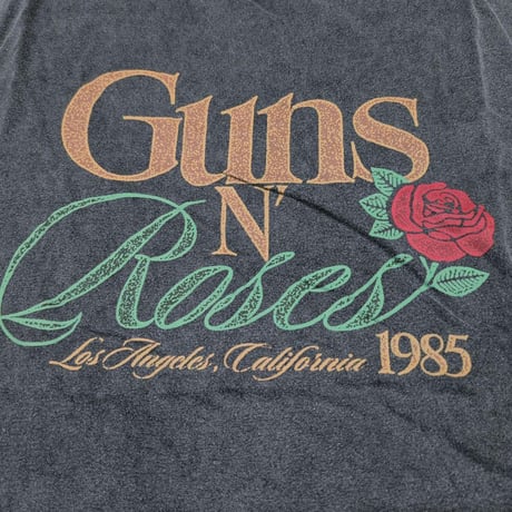 GUNS N' ROSES ガンズ・アンド・ローゼズ Tシャツ バンドTシャツ チャコールグレー CALIFORNIA 1985 S/S TEE STONE WASH