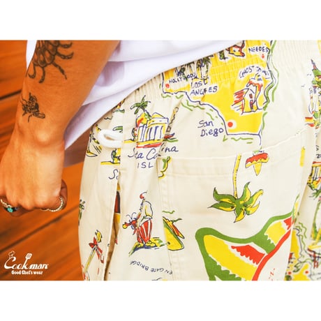 COOKMAN クックマン シェフパンツ イージーパンツ オフホワイト Chef Pants Souvenir Map California 231-61867