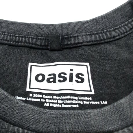 OASIS オアシス Tシャツ バンドTシャツ チャコールグレー LOGO SPLAT S/S TEE STONE WASH