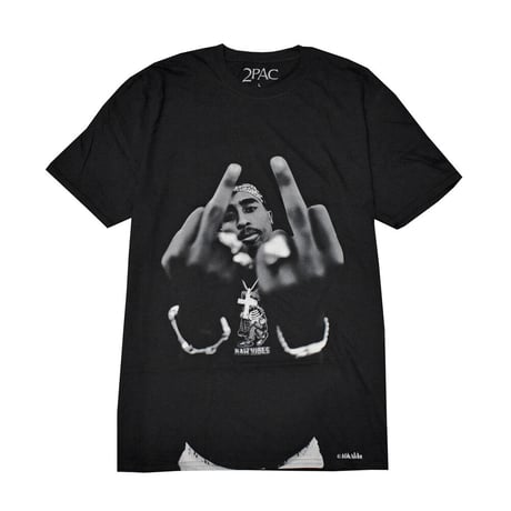 2PAC TUPAC トゥパック Tシャツ ブラック  MIDDLE FINGER JUMBO PRINT