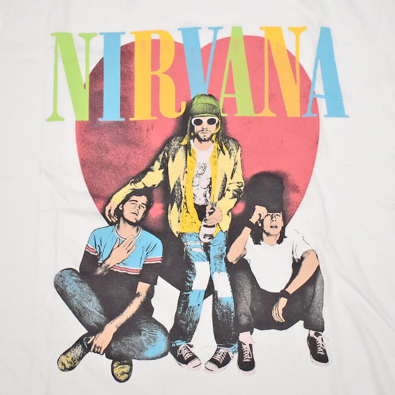 NIRVANA バンドTシャツ ホワイト 土日も発送】KURT COBAIN カート・コバーン ステージ 白