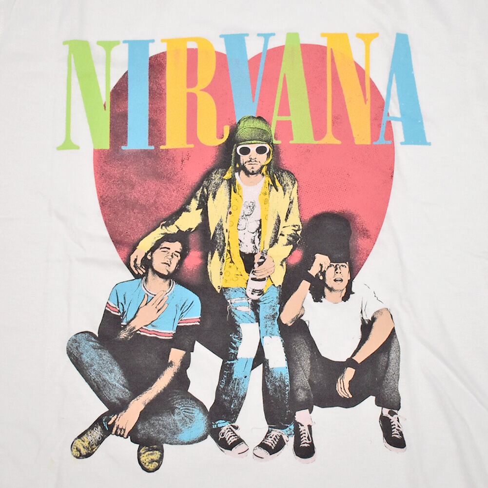 NIRVANA 90sバンドメンバー Tシャツ ホワイト ニルヴァーナ Tシャツ Lサイズ ホワイト 90s USA製 ジャイアント
