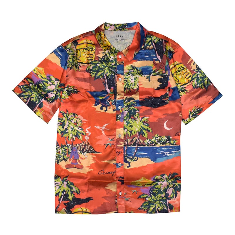 GRIMEY グライミー サテン ボタンアップ シャツ レッド OCEAN GATEWAYS  