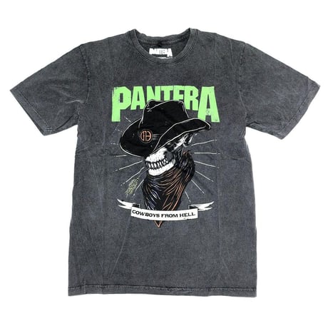 PANTERA パンテラ Tシャツ バンドTシャツ チャコールグレー SKELETON COWBOY S/S TEE STONE WASH
