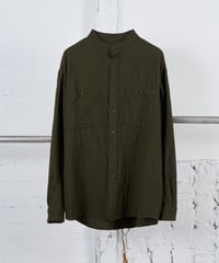 SHRINK SERGE SHRINK STAND COLLAR BLOUSE