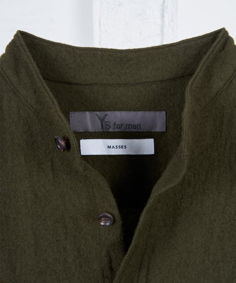 SHRINK SERGE SHRINK STAND COLLAR BLOUSE