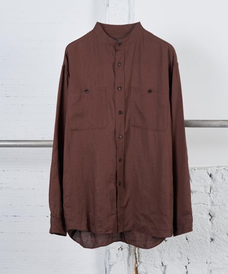 LINEN CLOTH LINEN STAND COLLAR BLOUSE