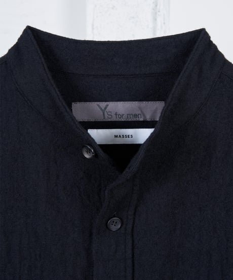 SHRINK SERGE SHRINK STAND COLLAR BLOUSE