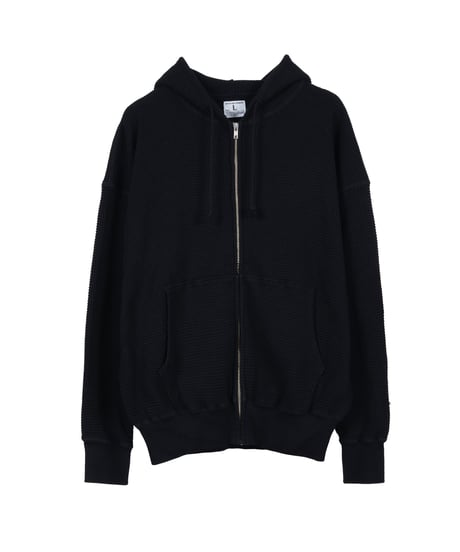 WAFFLE SWEAT HOODED ZIP