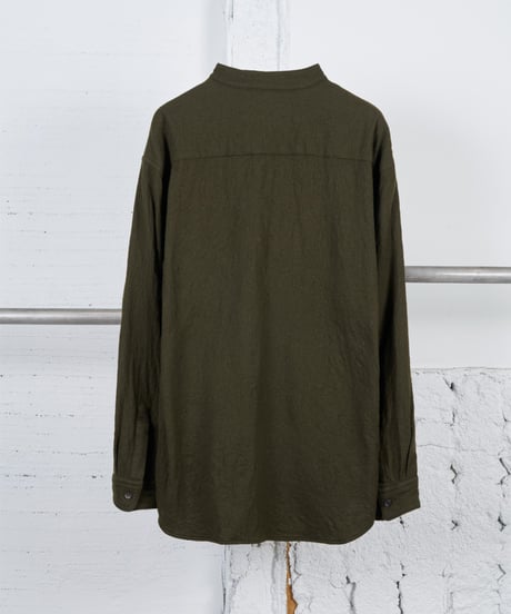 SHRINK SERGE SHRINK STAND COLLAR BLOUSE