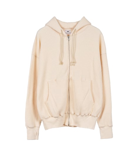 WAFFLE SWEAT HOODED ZIP