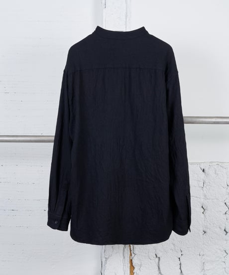 SHRINK SERGE SHRINK STAND COLLAR BLOUSE
