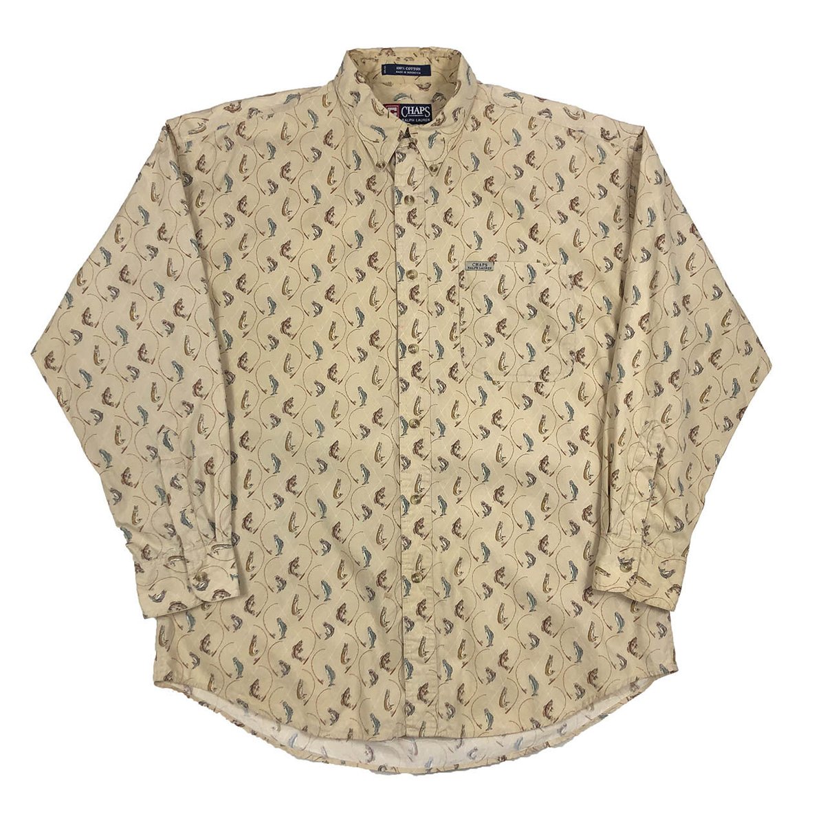 90s Chaps Ralph Lauren Fish L/S BD Shirt (L) |