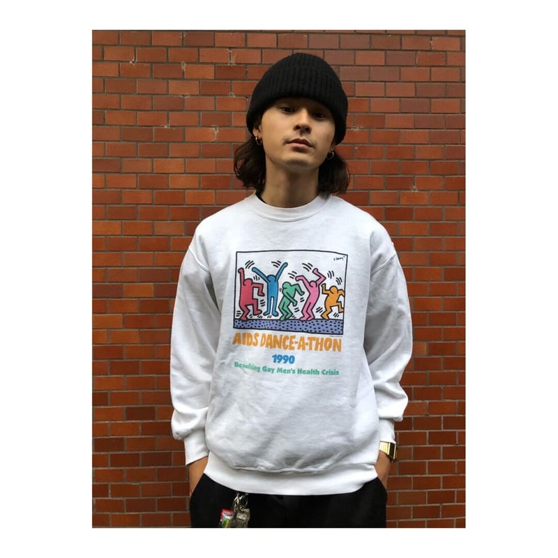 90s \"Keith Haring\" Print Sweat (エイズ撲滅運動) 90s Keith Haring Print Sweat (エイズ撲滅運動)