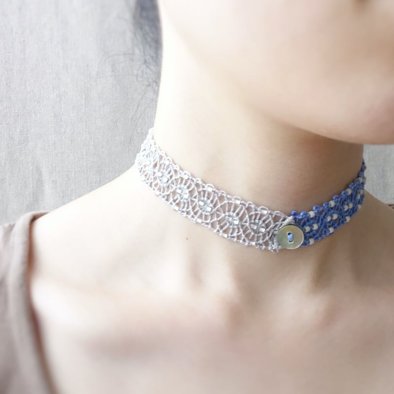 ライトブルーブレスレット 糸とビーズのブレスレット｜hamon ＃ライトブルー | いとまとふ