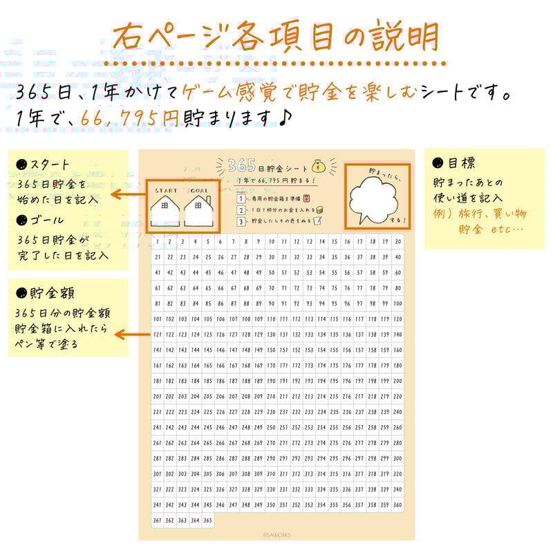 家計簿｜貯金シートA | RISAWORKS SHOP