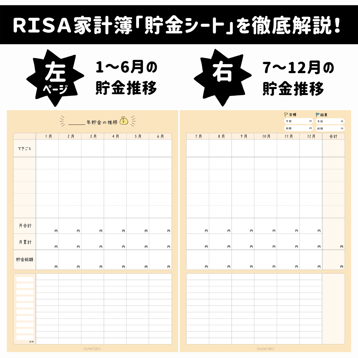 家計簿｜貯金シートB | RISAWORKS SHOP