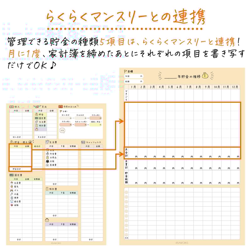 家計簿｜貯金シートA | RISAWORKS SHOP