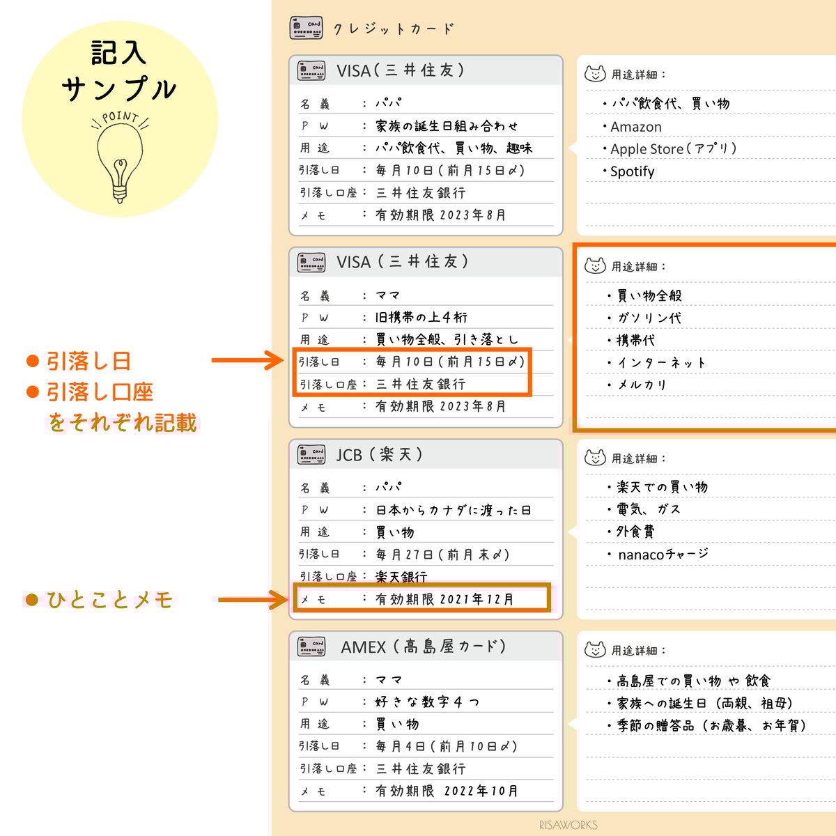家計簿｜銀行口座・クレカ管理シート | RISAWORKS SHOP