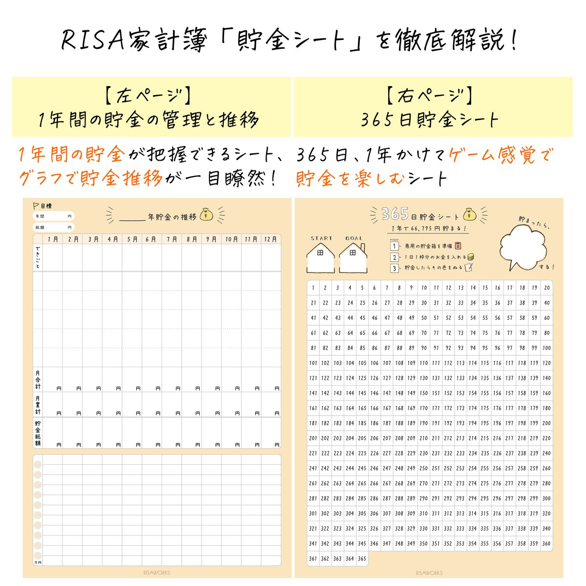 家計簿｜貯金シートA | RISAWORKS SHOP