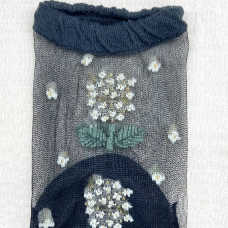 ∥透け感のある靴下∥足袋型 紫陽花柄 ロークルー丈 ソックス ∥透け感のある靴下∥足袋型 紫陽花柄 ロークルー丈 ソックス