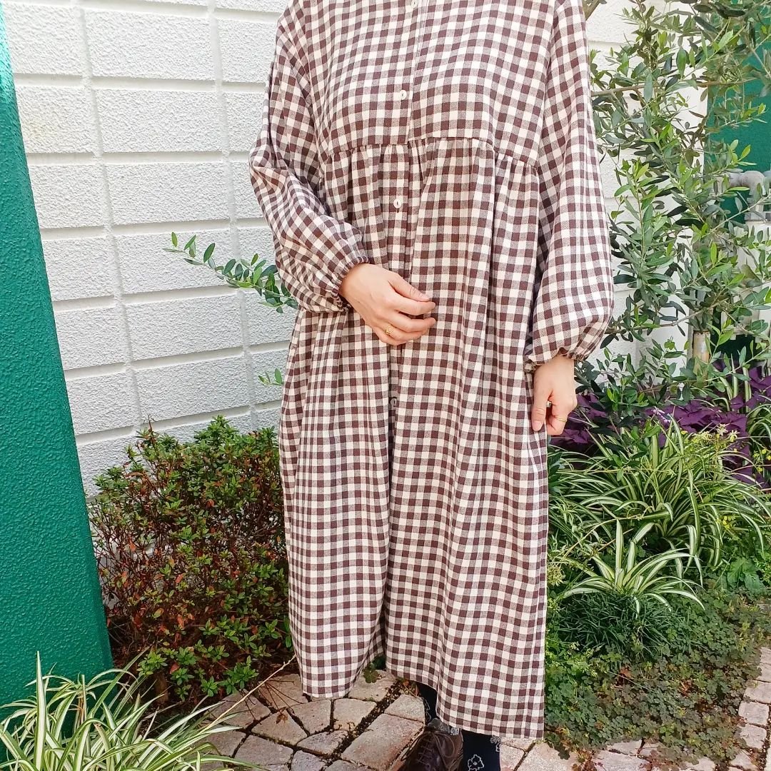 minulle par petit pas 】ルームウェア ネル 長袖ワンピース MIH73