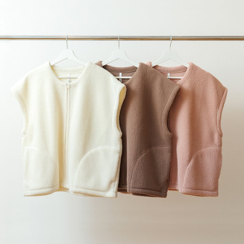 minulle par petit pas 】ルームウェア ボア フロントジップベスト MI