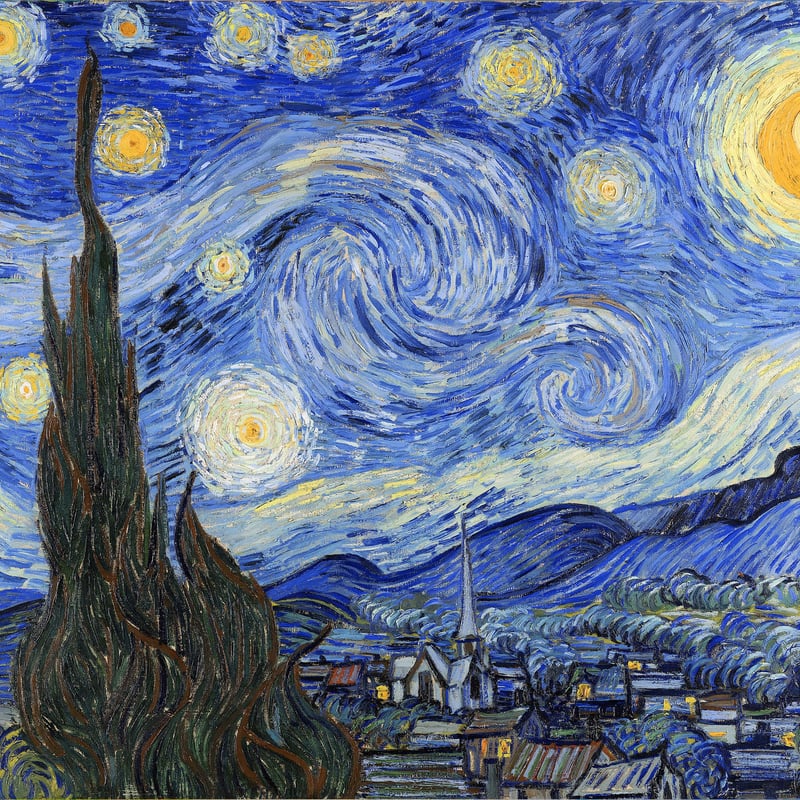 ゴッホ　ゲル加工アート　Starry Night  星月夜　大型　送料込み。 ゴッホ『星月夜』 リトグラフ・送料無料・新品額装・UVカット