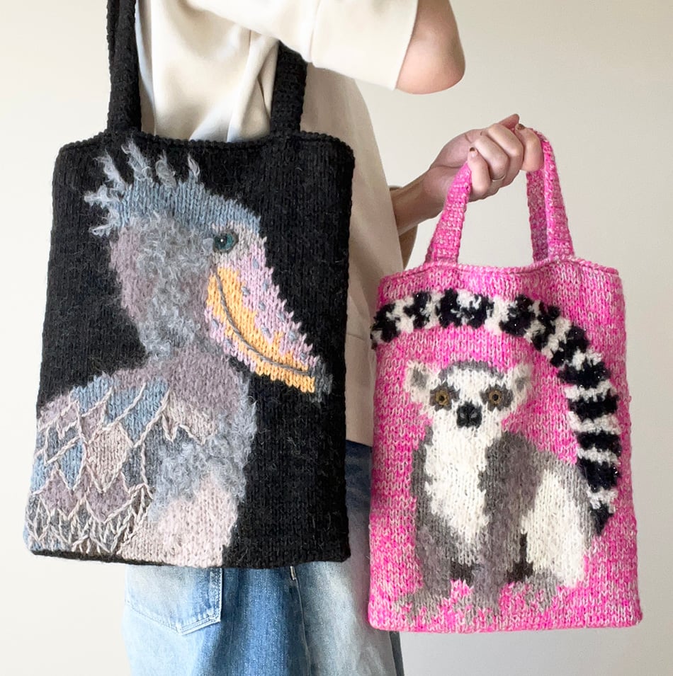 【編み物本 バッグ セット】東海えりか 編み込み動物バッグ ＆ ニットの家バッグ 編み物本 バッグ セット】東海えりか 編み込み動物バッグ