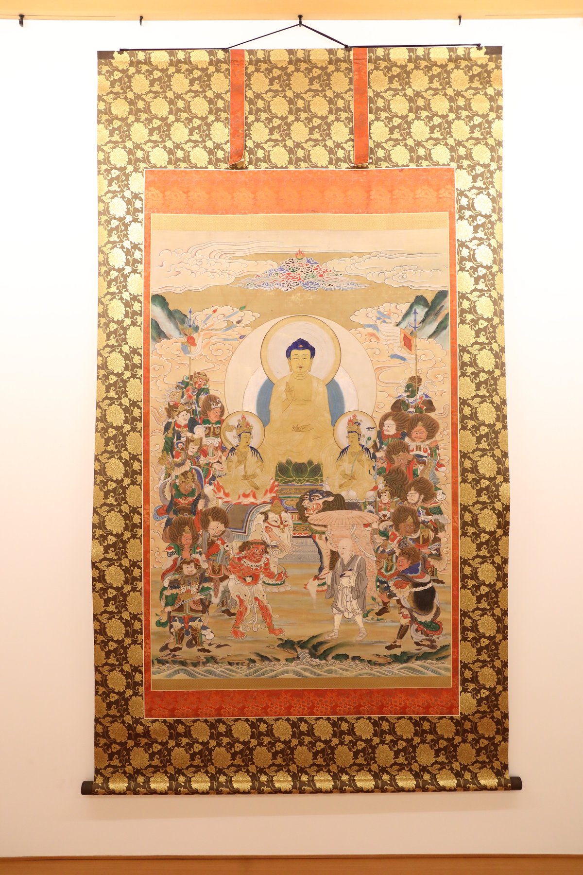 即決「室町時代複製画大般若十六善神図掛軸」仏教美術・掛軸・箱無し 
