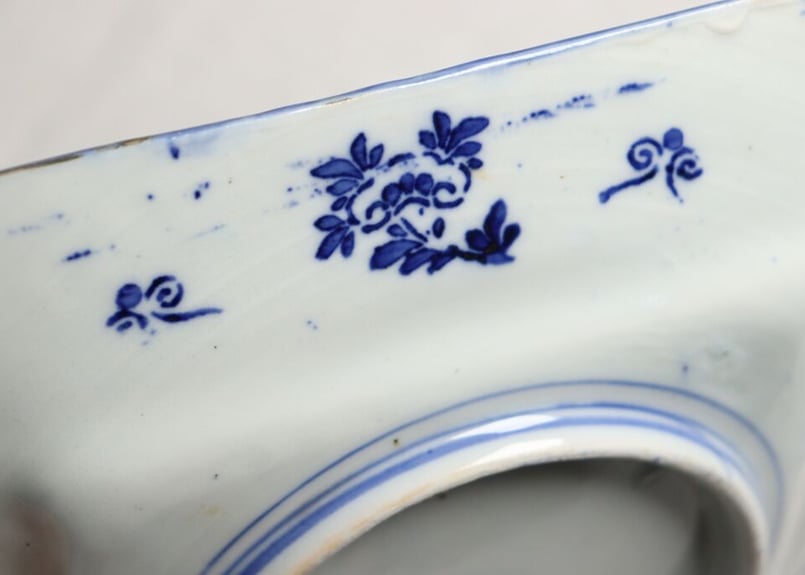 明治前期紙刷恵比寿様と布袋様図7寸角皿 ムシクイ,がたつき | 吉祥寺