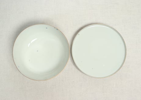 明治前期色絵市松に松竹梅図蒸茶碗②窯傷