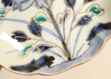 江戸後期色絵草花図小皿 5客組