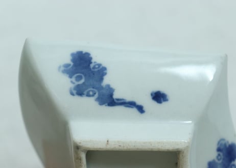 明治前期染付椿図扇面型皿②ノミホツ