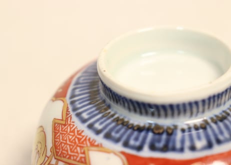 明治前期色絵兎図通り物飯茶碗②ひっつき,蓋少甘手