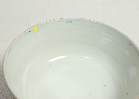 明治前期色絵市松に松竹梅図蒸茶碗④少甘手,ひっつき