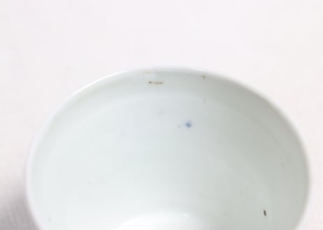 江戸中期染付山水と雲図猪口　小ホツ