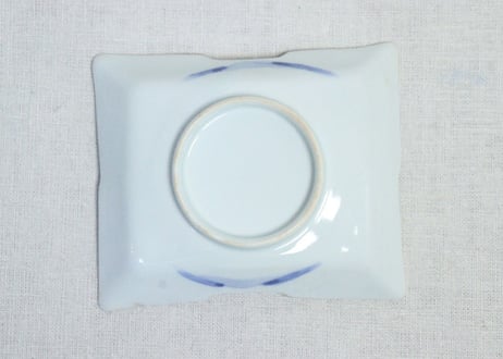 明治後期～大正染付金彩山水図長角皿