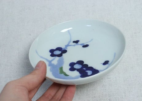 明治後期～大正染付梅図小皿