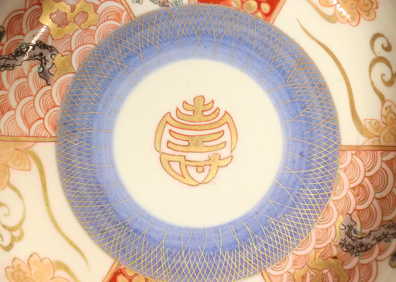 明治前期色絵松に楼閣と丸文十二角縁6寸鉢 | 吉祥寺PukuPuku