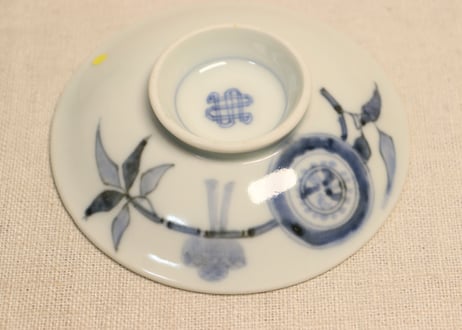 明治後期～大正染付枝に小鳥図飯茶碗②小ニュウ,トリアシ