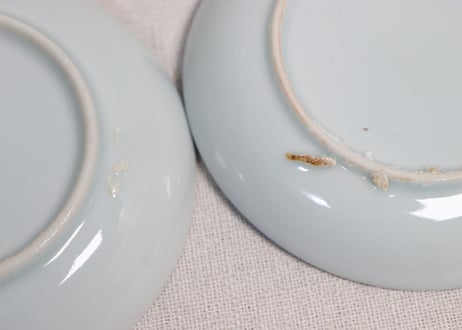 明治後期～大正銅判馬に瓢箪と草花図小皿②かたつき