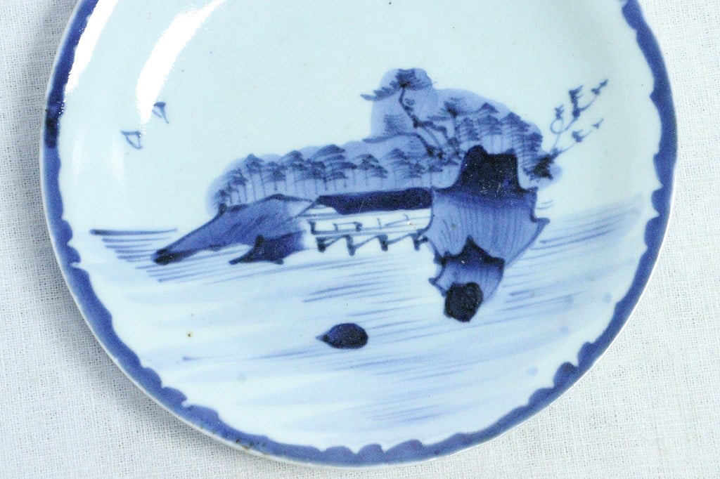 後期鍋島　江戸後期　染付楼閣山水図四方皿　共箱　緻密な絵付け　古美術　蒐集家旧蔵 公式】アンティーク家具ラフジュ工房商品詳細ページ江戸期 古伊万里 染