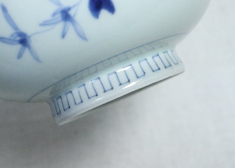 江戸後期染付柘榴と菊図蒸茶碗　フリモノ