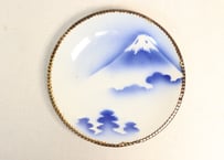 明治後期～大正銅判富士図イゲ縁９寸皿