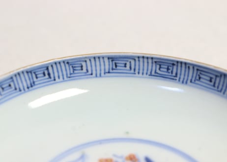 明治前期色絵柳に鮎図蓋茶碗
