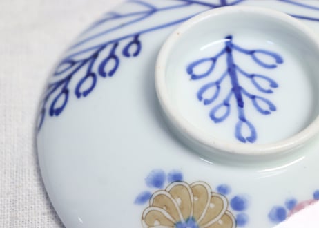 明治後期~大正染付桐と菊図蒸茶碗