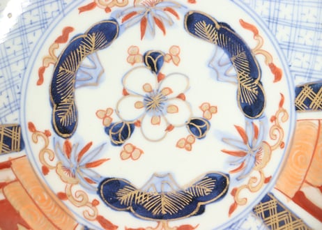 明治前期色絵松竹梅と牡丹図6寸鉢